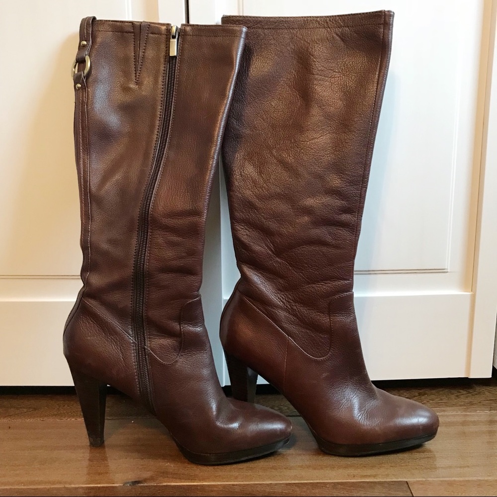 Brown leather knee high banana republic boots